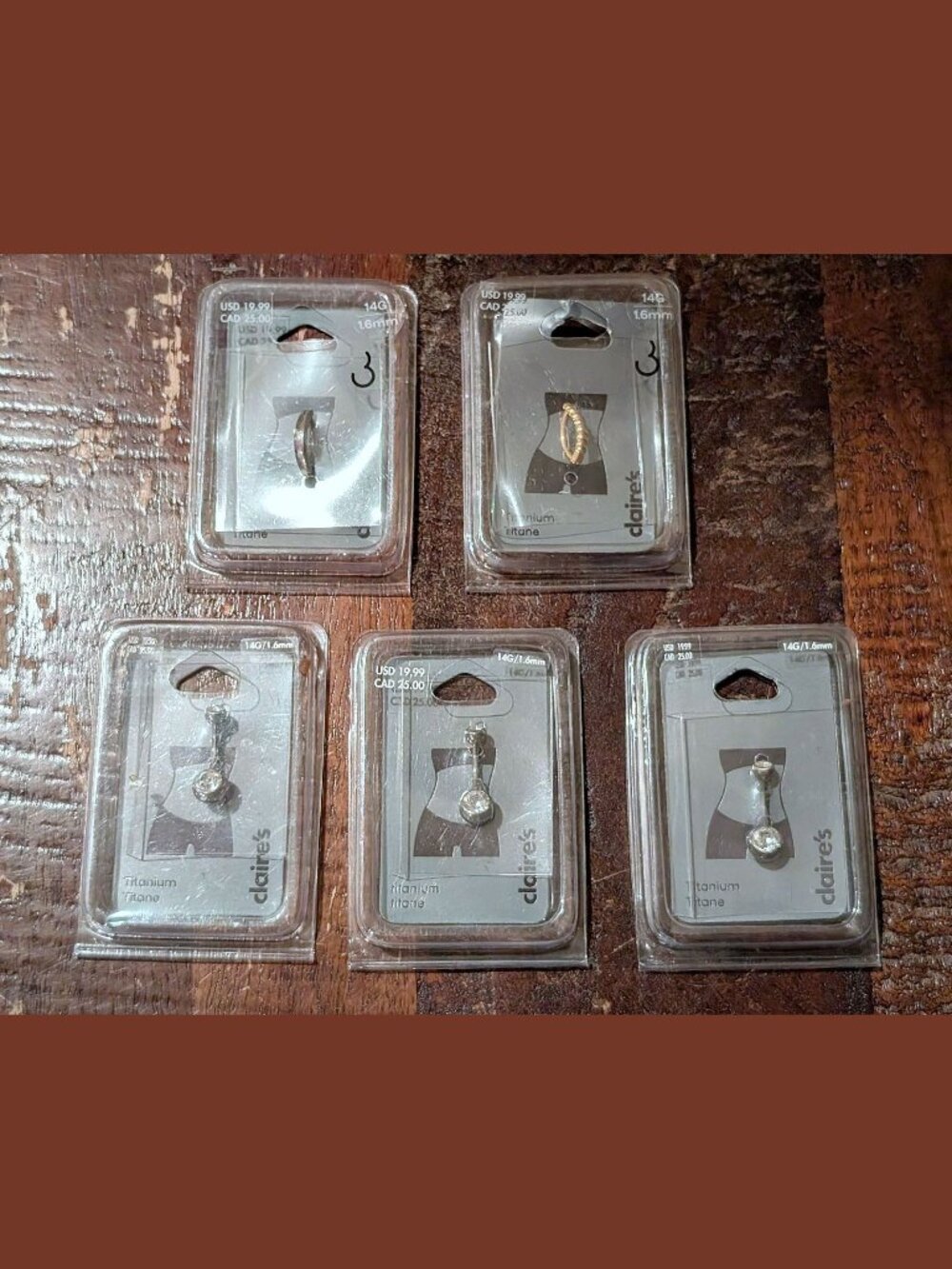 LOT OF 5 BRAND NEW CLAIRE'S Belly Button Rings Piercing Jewelry
